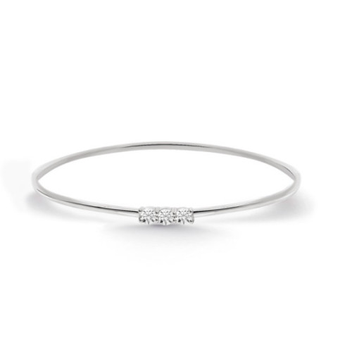 Brazalete Tubo Redondo Oro Blanco Eloise 3 diamantes - Braccialetti d'oro