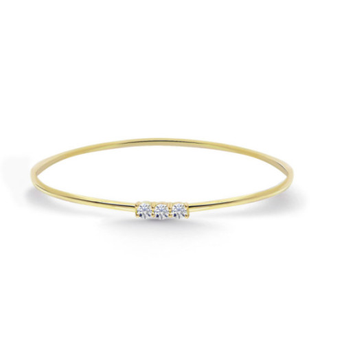 Brazalete Tubo Redondo Oro Amarillo Eloise 3 diamantes - Brazaletes de Oro