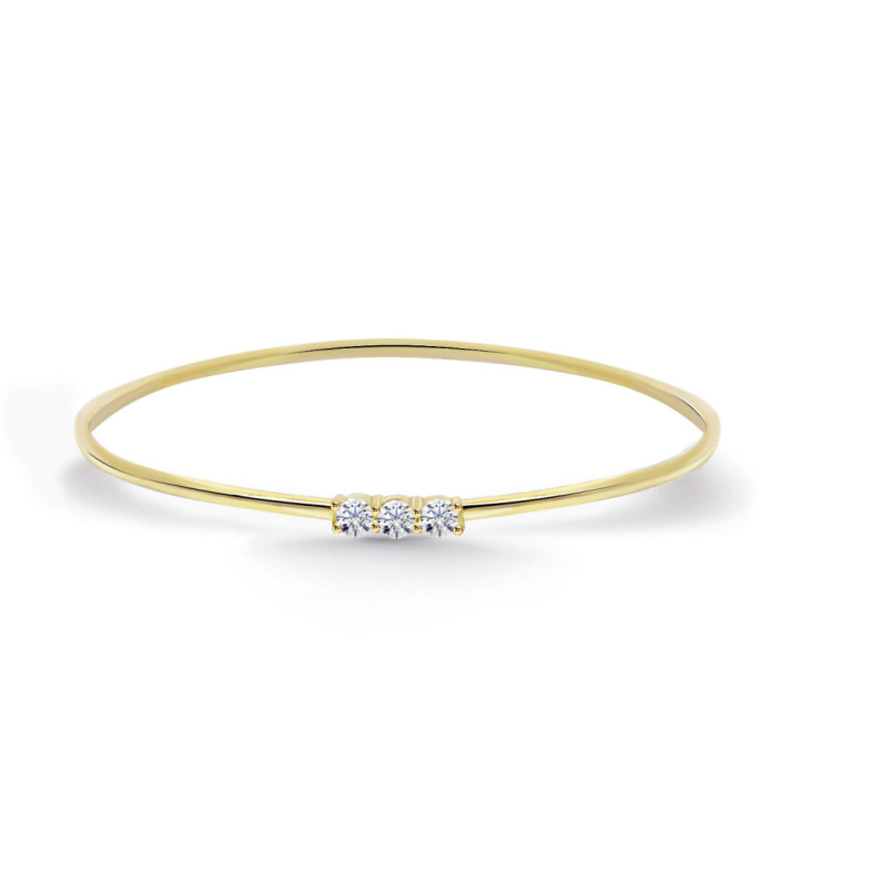 Brazalete Tubo Redondo Oro Amarillo Eloise 3 diamantes - Pulseiras de ouro