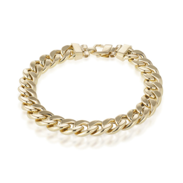 Pulsera Oro 18K Eslabon Cubano 10Mm - Joyas de Hombre