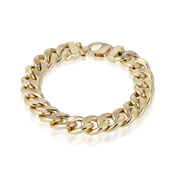 Pulsera Oro 18K Eslabon Cubano 12Mm - Joyas de Hombre