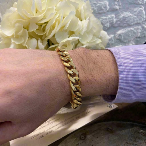 Bracciale in oro 18K Eslabon Cubano 12Mm - Gioielli uomo