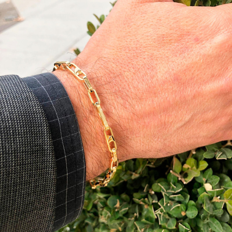 Bracciale a maglie con barra in oro 18 carati 21 cm - Gioielli della donna