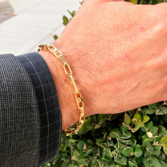 18-karätiges Goldbarren-Gliederarmband, 21 cm - Frau Schmuck
