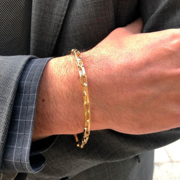18k Gold Bar Link Bracelet 21cm 35110050130 - Woman's jewelry