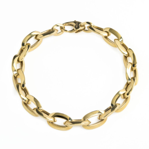 18K Gold Bracelet Bezel Link 15X9 - BRACELETS
