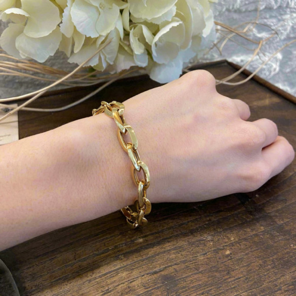 Pulsera Oro 18K Eslabon Bisel 15X9 - PULSERAS