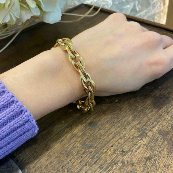 Pulsera Oro 18K Eslabon Triple 15X12 - PULSERAS