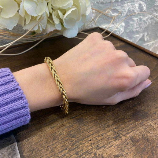 Pulsera Oro 18K Eslabon Trenza Tubo 6Mm - PULSERAS 2