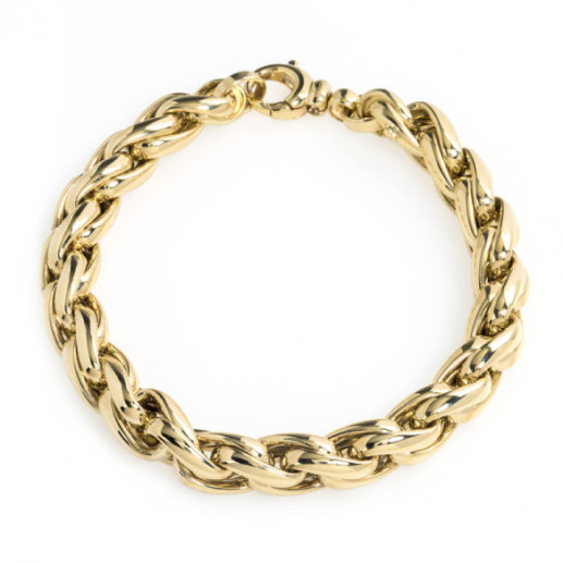 Pulsera Oro 18K Eslabon Trenza Tubo 8Mm - Pulseras de Oro Sin Piedras