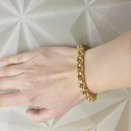 18K Gold Tube Braid Link Bracelet 8Mm - Golden bracelets without stones 2