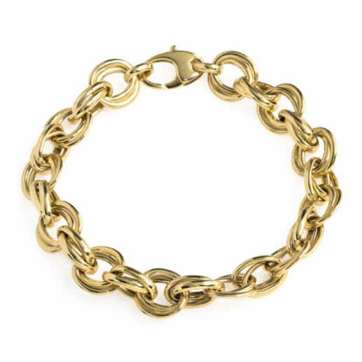 Pulsera Oro 18K Eslabon Doble - Pulseras de Oro Sin Piedras