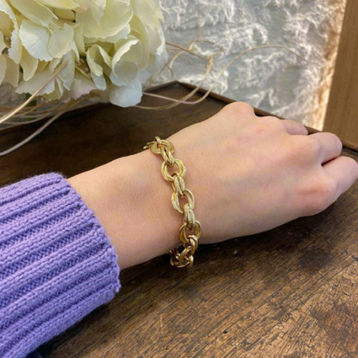 Pulseira de ouro Escravo gêmeo 18K - Braceletes de ouro sem pedras 2