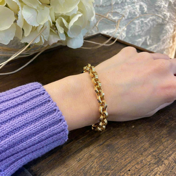 Pulsera Oro 18K Eslabon Recto 8.5Mm - Pulseras de Oro Sin Piedras