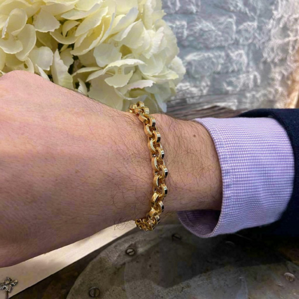 Pulsera Oro 18K Eslabon Recto 8.5Mm - Pulseras de Oro Sin Piedras