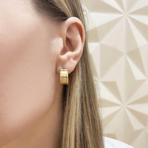 Pendientes Oro Amarillo Aro Rayado Lined - cerchi 2