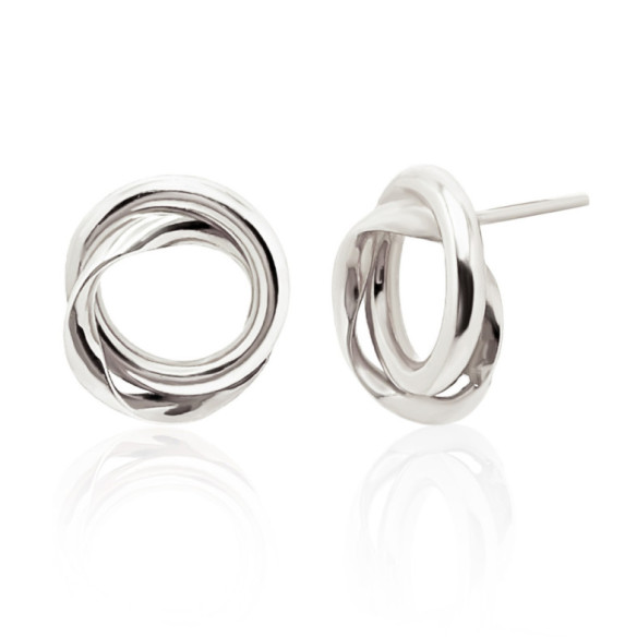 Pendientes Oro Blanco Nudo Doble Tubo - aros