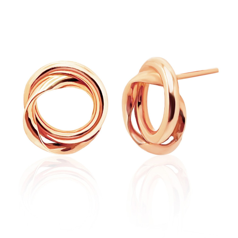 Pendientes Oro Rosa Nudo Doble Tubo - aros