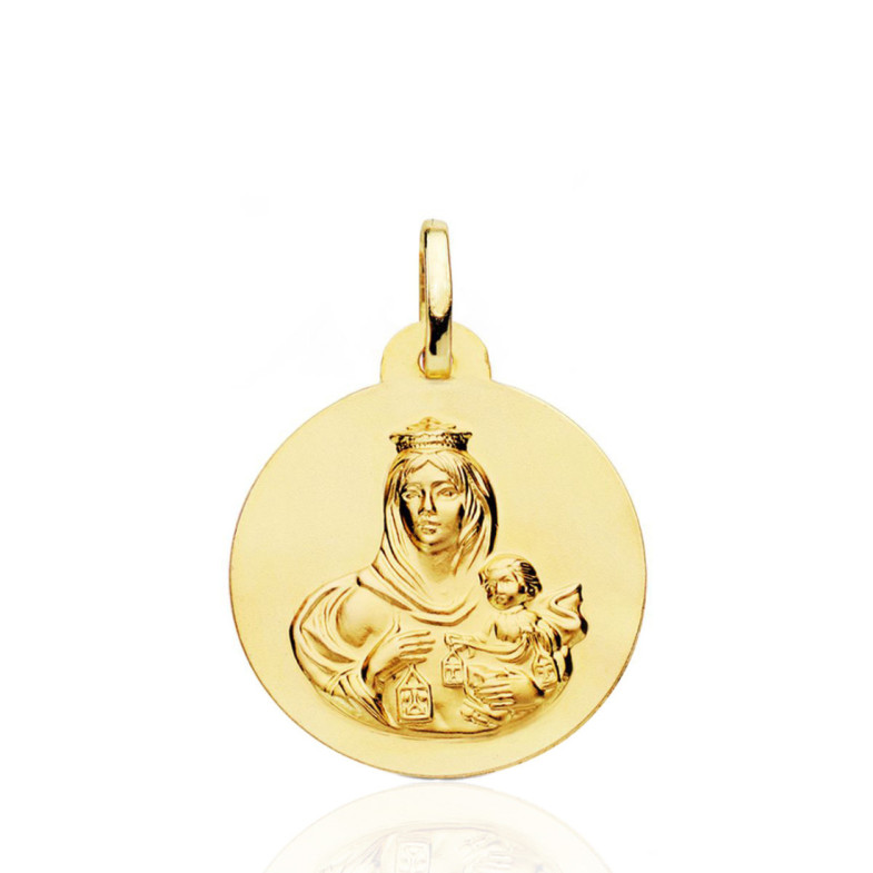 Medalla 22mm Virgen del Carmen 18K - Jungfrau-Medaillen