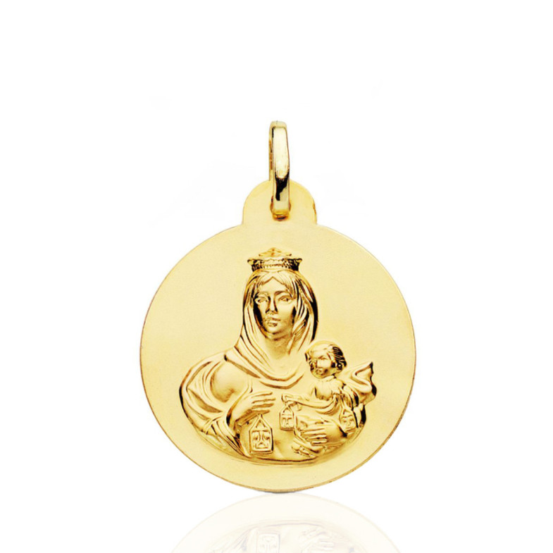 Medalla 24Mm Virgen Del Carmen 18K - Medallas de Vírgenes