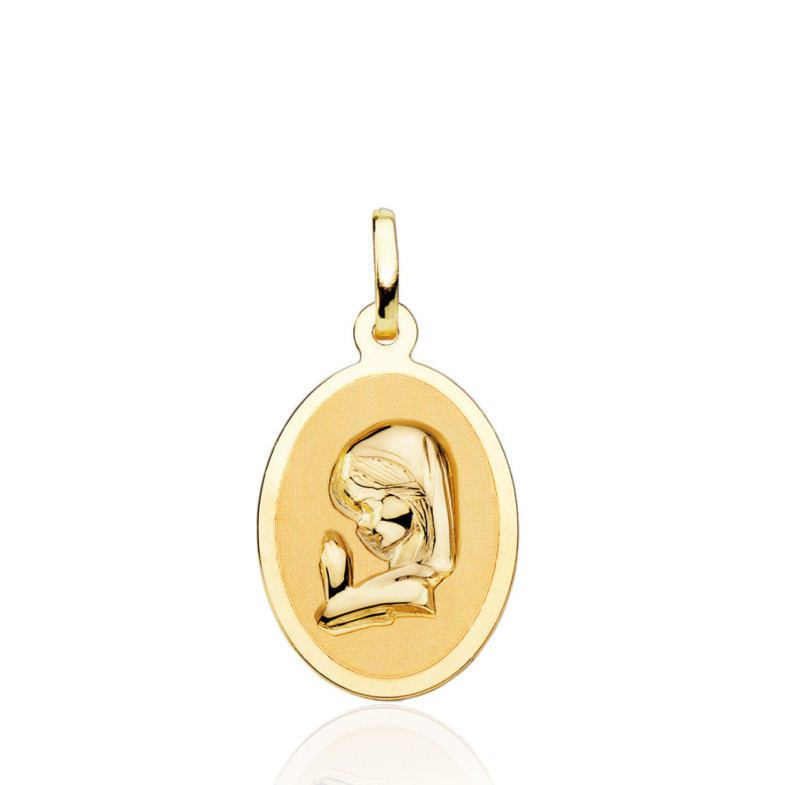 Medalla 16Mm Virgen Niña Oval Bisel Liso 18K - Medaglie vergini