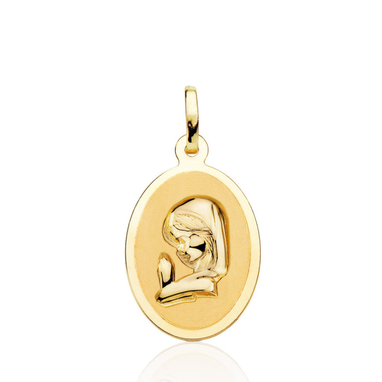 Medal 20Mm Virgin Girl Oval Smooth Bezel 18K - Virgin Medals