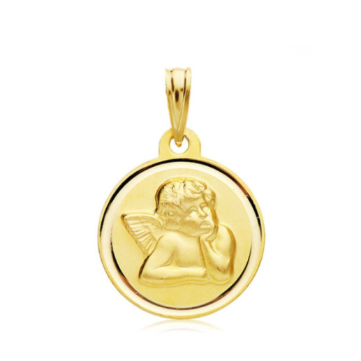 Medalla 18Mm Angel Serafin Bisel Liso 18K - Medallas de Ángeles