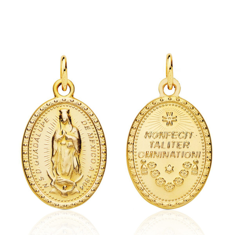 Medalla 20Mm Virgen De Guadalupe Mexicana 18K Oval - Medallas de Vírgenes