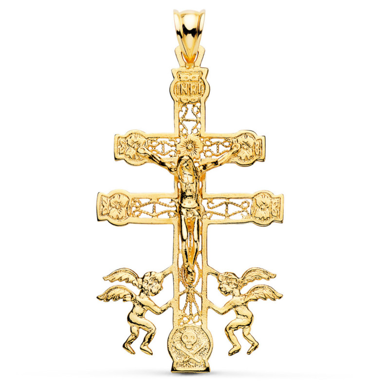 Cruz de Caravaca Oro Hombre 18K 49x27mm Grabado - Pingentes de homem