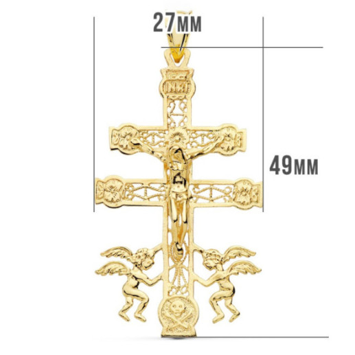 Cross of Caravaca Men´s 18K Gold 49x27mm Engraved - Man Pendants 2