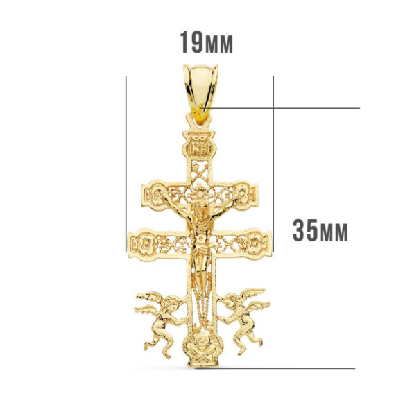 Cruz de Caravaca Oro Hombre 18K 35x20mm Grabado - Pingentes de homem