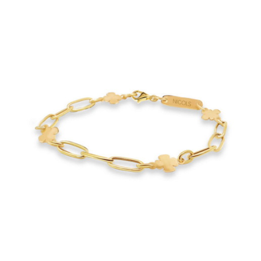 Pulsera Esclava Mujer Oro Amarillo Trebol - Bautismo y joyería de primera comunión