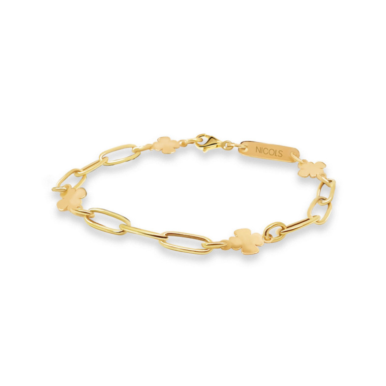 Pulsera Esclava Mujer Oro Amarillo Trebol - Bautismo y joyería de primera comunión