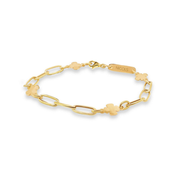 Pulsera Esclava Mujer Oro Amarillo Trebol - Bautismo y joyería de primera comunión