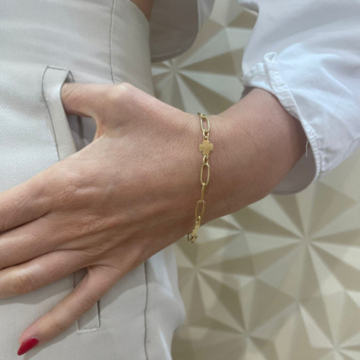 Pulsera Esclava Mujer Oro Amarillo Trebol - Baptême et premier bijou de communion 2