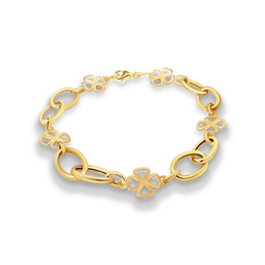 Pulsera Mujer Oro Amarillo Eslabones 5 Trébol Mujer - Braccialetti dorati senza pietre