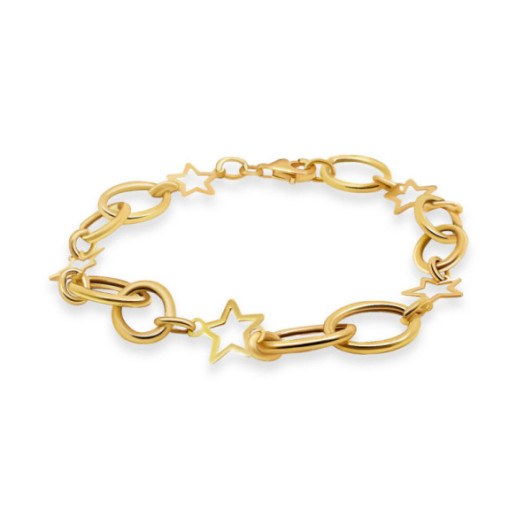 Pulsera Oro Amarillo Eslabones Estrella Hueca - Braccialetti dorati senza pietre