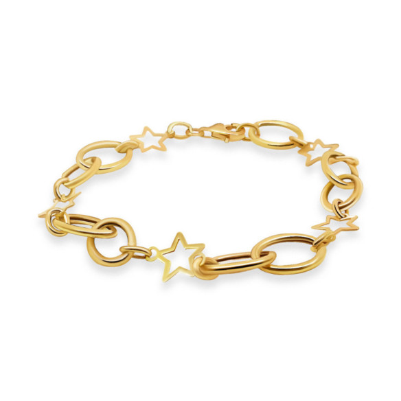 Pulsera Oro Amarillo Eslabones Estrella Hueca - Bracelets dorés sans pierres