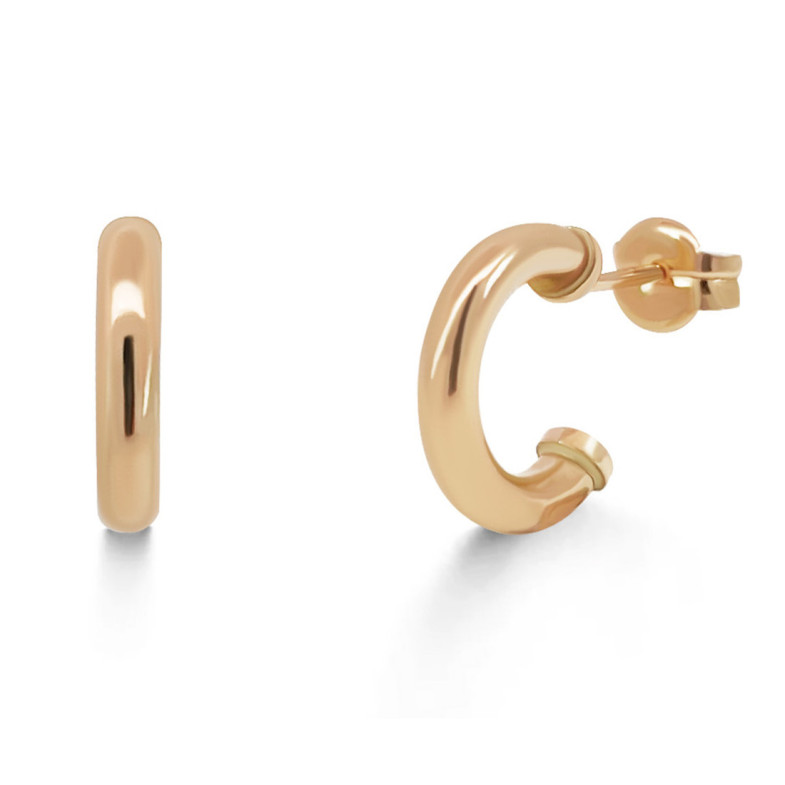 Pink Gold Hoop Earrings 13mm - Hoops