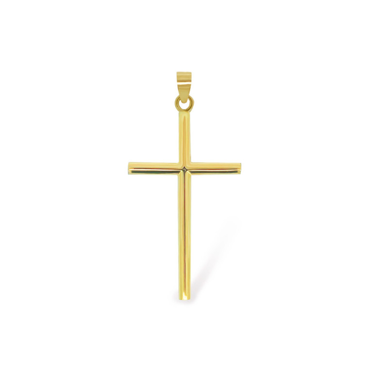 Yellow Gold Cross Round Tube 30x18 - Crosses