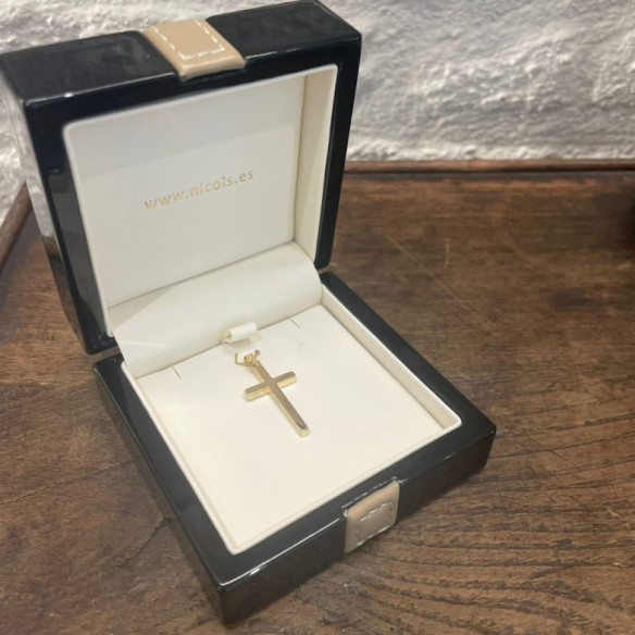 Yellow Gold Cross Square Tube 25x15 - Crosses