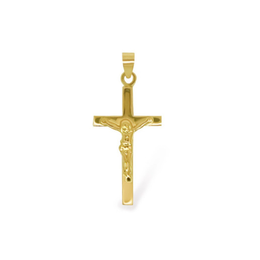 Yellow Gold Cross Christ Square Tube 25x15 36810046053 - Crosses