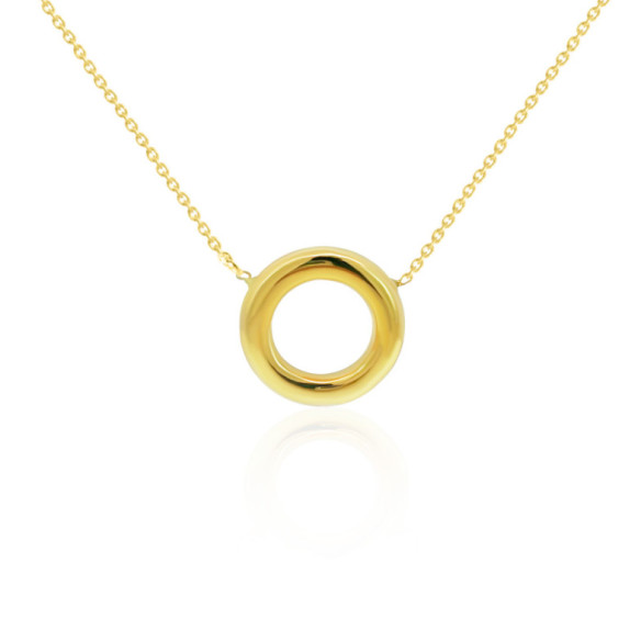Thick Circle Hoop Necklace Yellow Gold - Necklaces