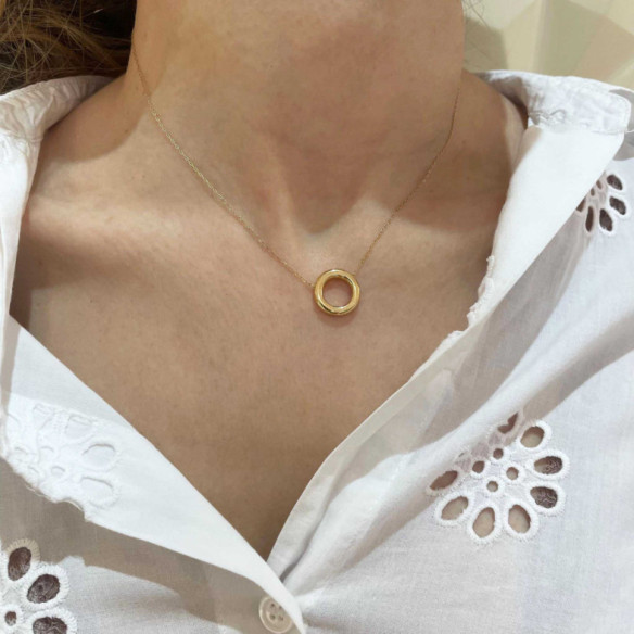 Collar Aro Círculo Grueso Oro Amarillo - COLLANE