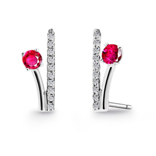 Pendientes Trepadores Rama Diamantes y Rubíes 0.40 - Boucles d'oreilles d'escalade