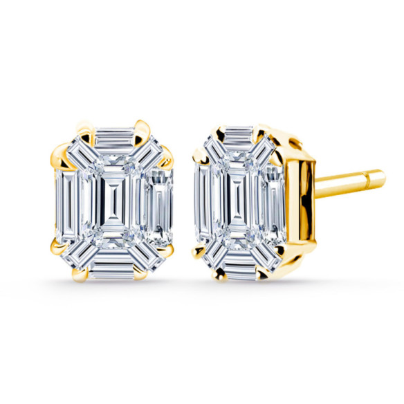 Pendientes Diamantes Talla Esmeralda Vrait 1,30 Ct - Pendientes de Diamantes