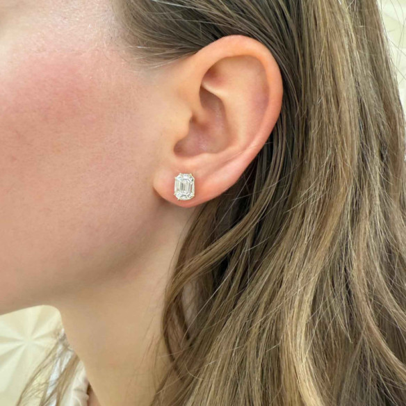 Pendientes Diamantes Talla Esmeralda Vrait 1,30 Ct - Diamantohrringe