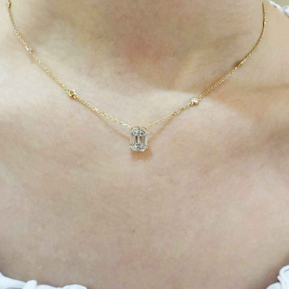 Colgante Diamantes Vrait Talla Esmeralda 0,95 Ct - Pendentifs de diamant