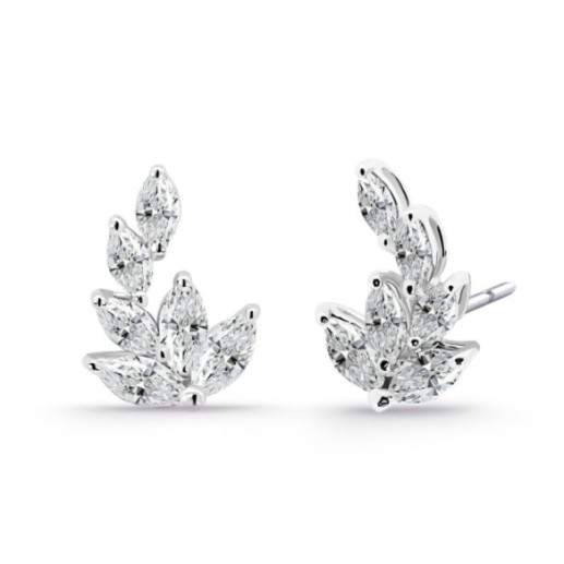 Pendientes Trepadores Oro Marquesa Flor 0.95 Ct - Pendientes Trepadores