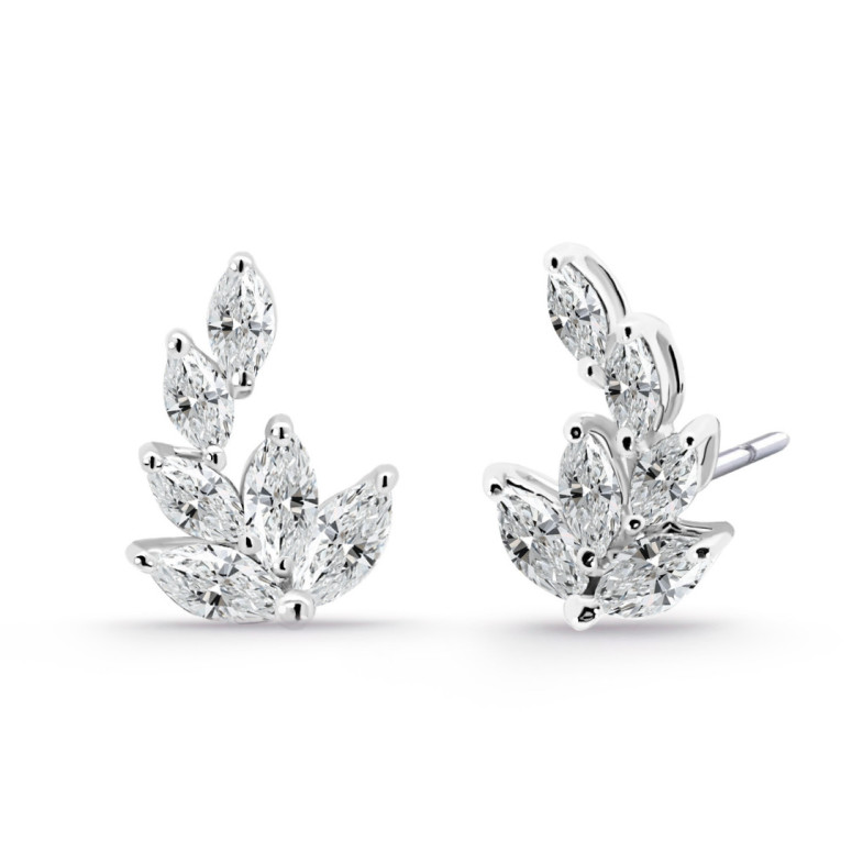 Pendientes Trepadores Oro Marquesa Flor 0.95 Ct - Pendientes Trepadores